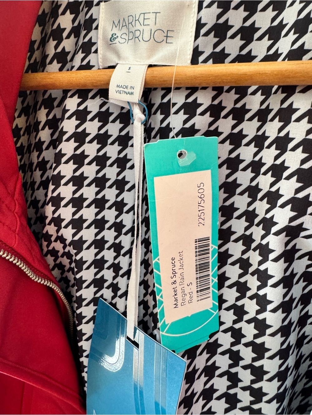 Market & Spruce Regan Red Rain Jacket Houndstooth NWT Small - Picture 4 of 6